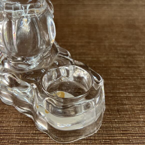 Crystal Snowman Candle Holder – Tealight Size – Frosted Glass Winter Decor – 5″ - Picture 6 of 10